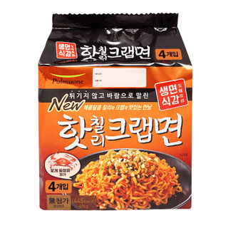 풀무원 자연은맛있다핫칠리크랩면 124G*4입